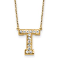 14K Yellow Gold 0.33 Carat Lab Grown Diamond VS+ F+ Complete Letter T Initial Necklace, 18" view 1
