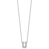 14K White Gold 0.38 Carat Lab Grown Diamond VS+ F+ Complete Letter U Initial Necklace, 18" view 2