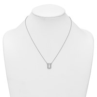 14K White Gold 0.38 Carat Lab Grown Diamond VS+ F+ Complete Letter U Initial Necklace, 18" view 3