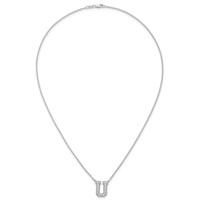 14K White Gold 0.38 Carat Lab Grown Diamond VS+ F+ Complete Letter U Initial Necklace, 18" view 4