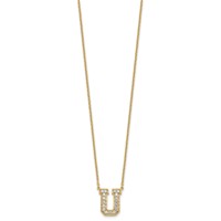 14K Yellow Gold 0.38 Carat Lab Grown Diamond VS+ F+ Complete Letter U Initial Necklace, 18" view 2