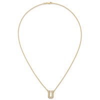 14K Yellow Gold 0.38 Carat Lab Grown Diamond VS+ F+ Complete Letter U Initial Necklace, 18" view 4