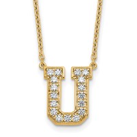 14K Yellow Gold 0.38 Carat Lab Grown Diamond VS+ F+ Complete Letter U Initial Necklace, 18" view 1