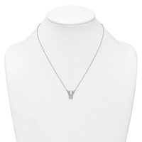 14K White Gold 0.38 Carat Lab Grown Diamond VS+ F+ Complete Letter V Initial Necklace, 18" view 3