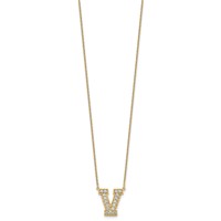 14K Yellow Gold 0.38 Carat Lab Grown Diamond VS+ F+ Complete Letter V Initial Necklace, 18" view 2