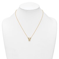 14K Yellow Gold 0.38 Carat Lab Grown Diamond VS+ F+ Complete Letter V Initial Necklace, 18" view 3
