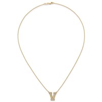14K Yellow Gold 0.38 Carat Lab Grown Diamond VS+ F+ Complete Letter V Initial Necklace, 18" view 4