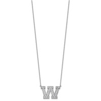 14K White Gold 0.75 Carat Lab Grown Diamond VS+ F+ Complete Letter W Initial Necklace, 18" view 2