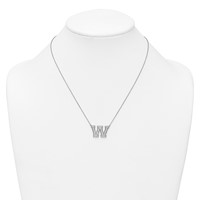 14K White Gold 0.75 Carat Lab Grown Diamond VS+ F+ Complete Letter W Initial Necklace, 18" view 3