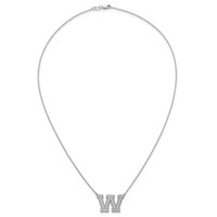 14K White Gold 0.75 Carat Lab Grown Diamond VS+ F+ Complete Letter W Initial Necklace, 18" view 4
