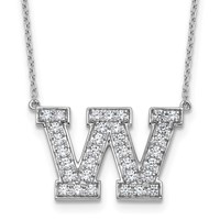 14K White Gold 0.75 Carat Lab Grown Diamond VS+ F+ Complete Letter W Initial Necklace, 18" view 1