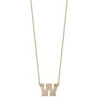14K Yellow Gold 0.75 Carat Lab Grown Diamond VS+ F+ Complete Letter W Initial Necklace, 18" view 2