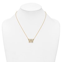 14K Yellow Gold 0.75 Carat Lab Grown Diamond VS+ F+ Complete Letter W Initial Necklace, 18" view 3