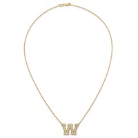 14K Yellow Gold 0.75 Carat Lab Grown Diamond VS+ F+ Complete Letter W Initial Necklace, 18" view 4