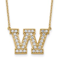 14K Yellow Gold 0.75 Carat Lab Grown Diamond VS+ F+ Complete Letter W Initial Necklace, 18" view 1