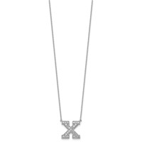 14K White Gold 0.50 Carat Lab Grown Diamond VS+ F+ Complete Letter X Initial Necklace, 18" view 2
