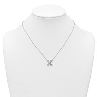 14K White Gold 0.50 Carat Lab Grown Diamond VS+ F+ Complete Letter X Initial Necklace, 18" view 3