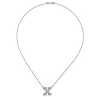 14K White Gold 0.50 Carat Lab Grown Diamond VS+ F+ Complete Letter X Initial Necklace, 18" view 4