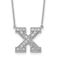 14K White Gold 0.50 Carat Lab Grown Diamond VS+ F+ Complete Letter X Initial Necklace, 18" view 1