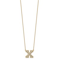 14K Yellow Gold 0.50 Carat Lab Grown Diamond VS+ F+ Complete Letter X Initial Necklace, 18" view 2