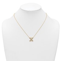 14K Yellow Gold 0.50 Carat Lab Grown Diamond VS+ F+ Complete Letter X Initial Necklace, 18" view 3
