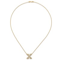 14K Yellow Gold 0.50 Carat Lab Grown Diamond VS+ F+ Complete Letter X Initial Necklace, 18" view 4