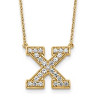 14K Yellow Gold 0.50 Carat Lab Grown Diamond VS+ F+ Complete Letter X Initial Necklace, 18" view 1