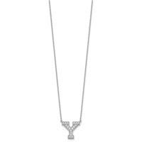 14K White Gold 0.38 Carat Lab Grown Diamond VS+ F+ Complete Letter Y Initial Necklace, 18" view 2