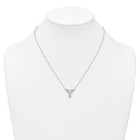14K White Gold 0.38 Carat Lab Grown Diamond VS+ F+ Complete Letter Y Initial Necklace, 18" view 3