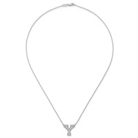 14K White Gold 0.38 Carat Lab Grown Diamond VS+ F+ Complete Letter Y Initial Necklace, 18" view 4