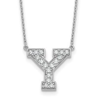 14K White Gold 0.38 Carat Lab Grown Diamond VS+ F+ Complete Letter Y Initial Necklace, 18" view 1