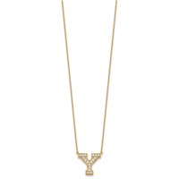 14K Yellow Gold 0.38 Carat Lab Grown Diamond VS+ F+ Complete Letter Y Initial Necklace, 18" view 2