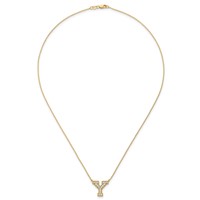 14K Yellow Gold 0.38 Carat Lab Grown Diamond VS+ F+ Complete Letter Y Initial Necklace, 18" view 4