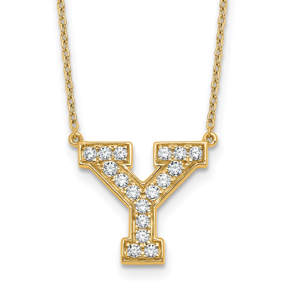 14K Yellow Gold 0.38 Carat Lab Grown Diamond VS+ F+ Complete Letter Y Initial Necklace, 18"