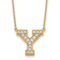 14K Yellow Gold 0.38 Carat Lab Grown Diamond VS+ F+ Complete Letter Y Initial Necklace, 18" view 1