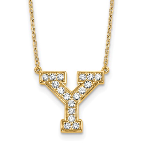 14K Yellow Gold 0.38 Carat Lab Grown Diamond VS+ F+ Complete Letter Y Initial Necklace, 18"