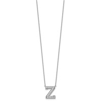 14K White Gold 0.38 Carat Lab Grown Diamond VS+ F+ Complete Letter Z Initial Necklace, 18" view 2