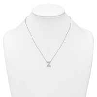 14K White Gold 0.38 Carat Lab Grown Diamond VS+ F+ Complete Letter Z Initial Necklace, 18" view 3