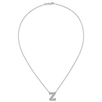 14K White Gold 0.38 Carat Lab Grown Diamond VS+ F+ Complete Letter Z Initial Necklace, 18" view 4