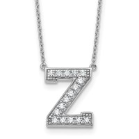 14K White Gold 0.38 Carat Lab Grown Diamond VS+ F+ Complete Letter Z Initial Necklace, 18" view 1