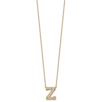 14K Yellow Gold 0.38 Carat Lab Grown Diamond VS+ F+ Complete Letter Z Initial Necklace, 18" view 2