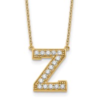 14K Yellow Gold 0.38 Carat Lab Grown Diamond VS+ F+ Complete Letter Z Initial Necklace, 18" view 1