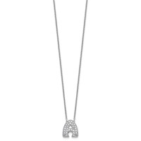 14K White Gold 0.62 Carat Lab Grown Diamond VS+ F+ Complete Letter a Initial Necklace, 18" view 2
