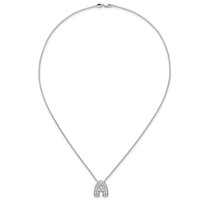 14K White Gold 0.62 Carat Lab Grown Diamond VS+ F+ Complete Letter a Initial Necklace, 18" view 4