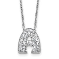 14K White Gold 0.62 Carat Lab Grown Diamond VS+ F+ Complete Letter a Initial Necklace, 18" view 1