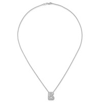 14K White Gold 0.62 Carat Lab Grown Diamond VS+ F+ Complete Letter B Initial Necklace, 18" view 4