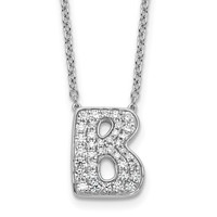 14K White Gold 0.62 Carat Lab Grown Diamond VS+ F+ Complete Letter B Initial Necklace, 18" view 1