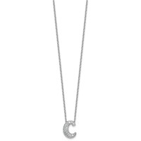 14K White Gold 0.38 Carat Lab Grown Diamond VS+ F+ Complete Letter C Initial Necklace, 18" view 2