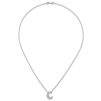 14K White Gold 0.38 Carat Lab Grown Diamond VS+ F+ Complete Letter C Initial Necklace, 18" view 4