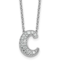 14K White Gold 0.38 Carat Lab Grown Diamond VS+ F+ Complete Letter C Initial Necklace, 18" view 1